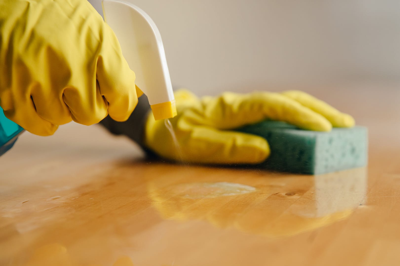 cleaning the floor